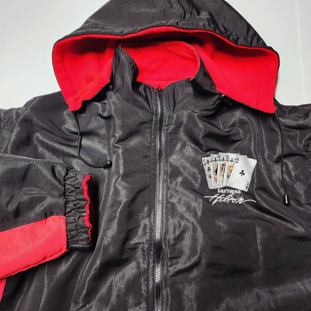 90s Las Vegas Hilton Hotel Casino High Rollers Jacket Removable Sleeves & Hood